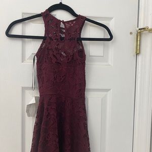 NWT lace overlay dress burgundy size XXS